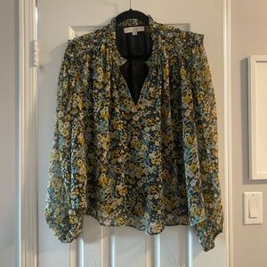 LOFT Vneck Floral Chiffon Blouse